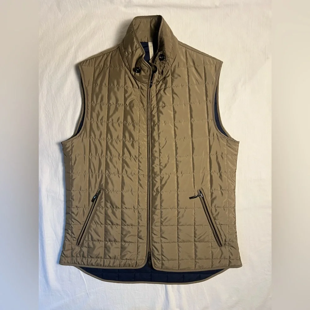 St. Croix Quilted Vest Mens Small Navy Khaki Made in Italy